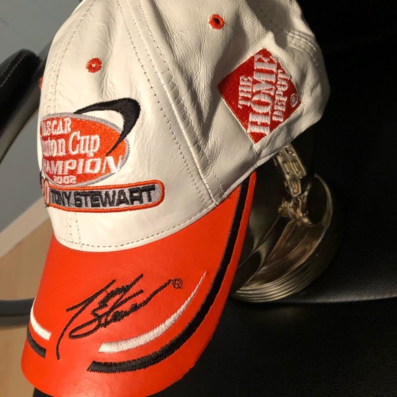 🔥02 NASCAR #20 TONY STEWART WINSTON CUP CHAMPION GENUINE LEATHER BASEBALL CAP🔥 - Picture 6 of 9